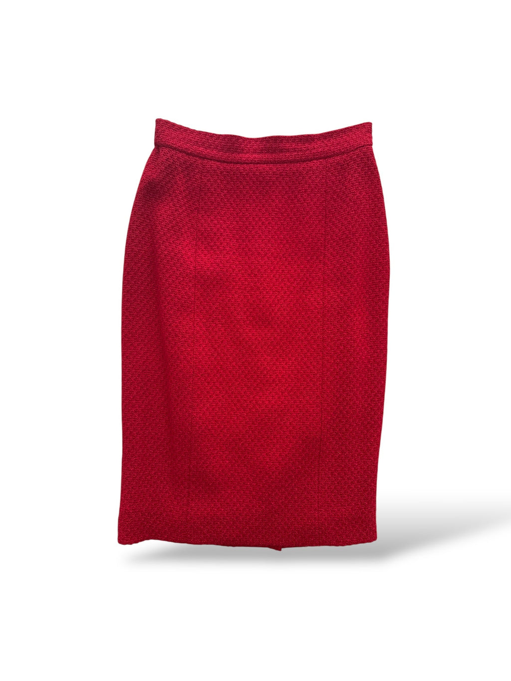Chanel Red Woollen and Weave Gold Button Suit