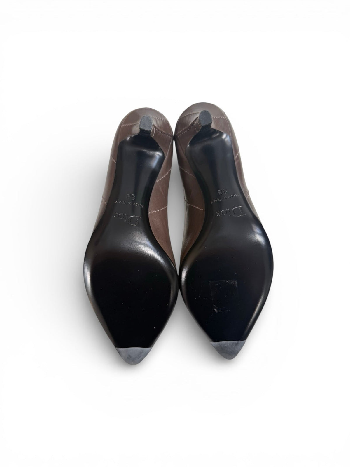Dior Brown Stitched Leather Stiletto Court Shoes