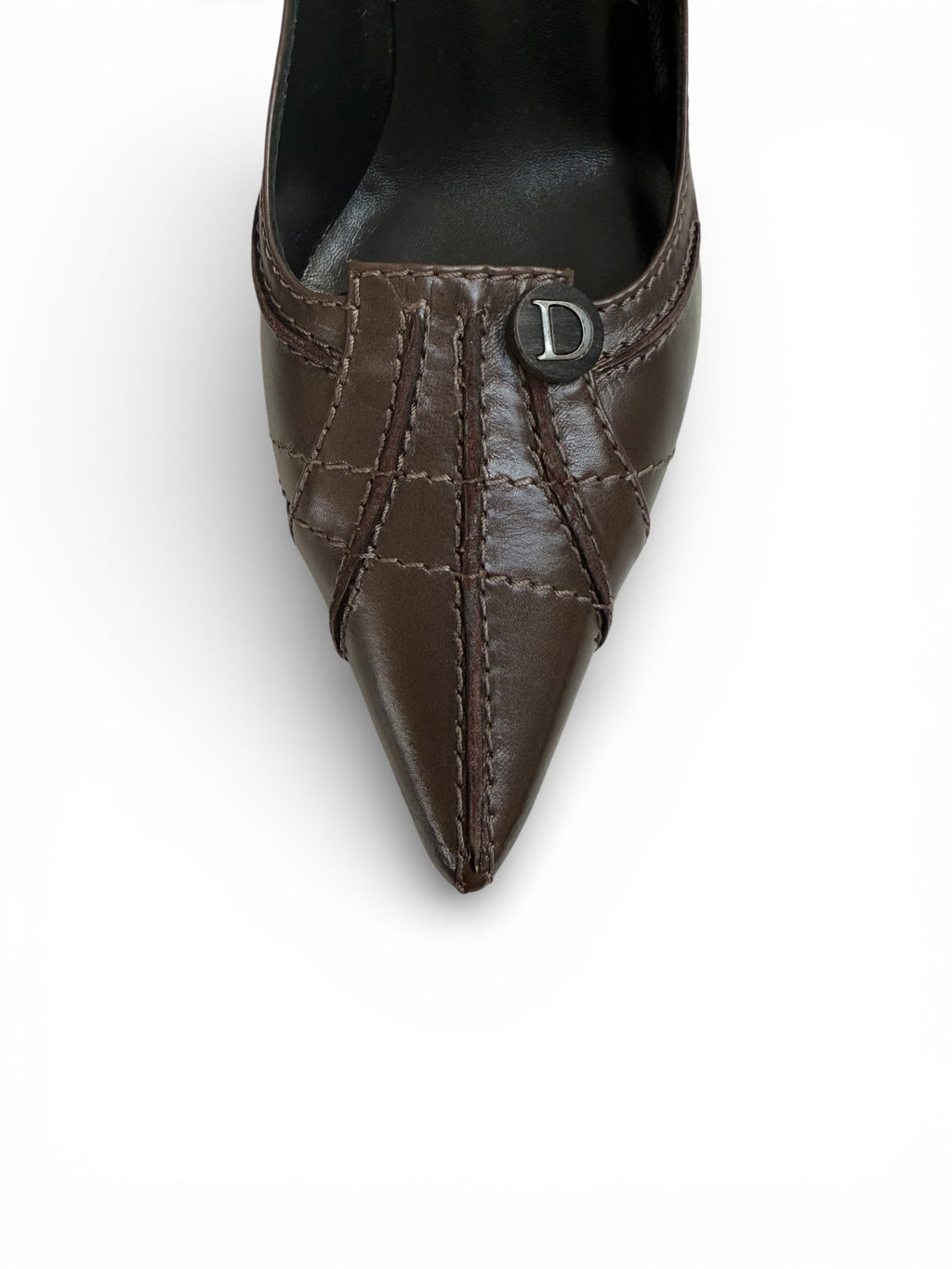 Dior Brown Stitched Leather Stiletto Court Shoes