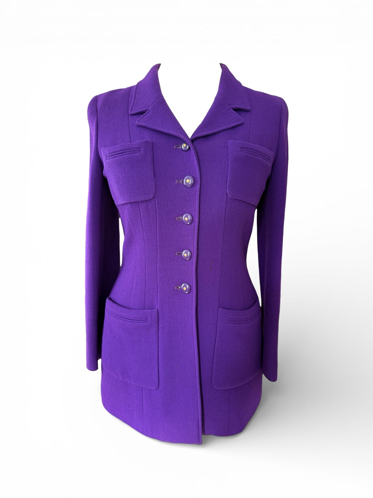Chanel Purple Long Single Breasted Jacket