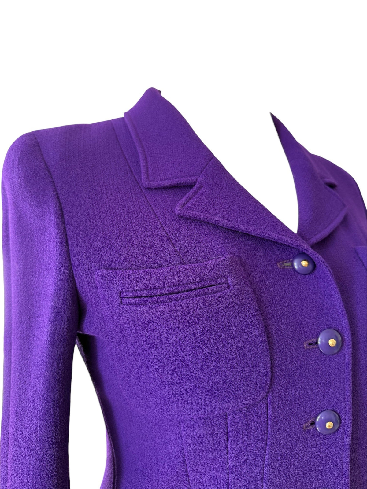 Chanel Purple Long Single Breasted Jacket