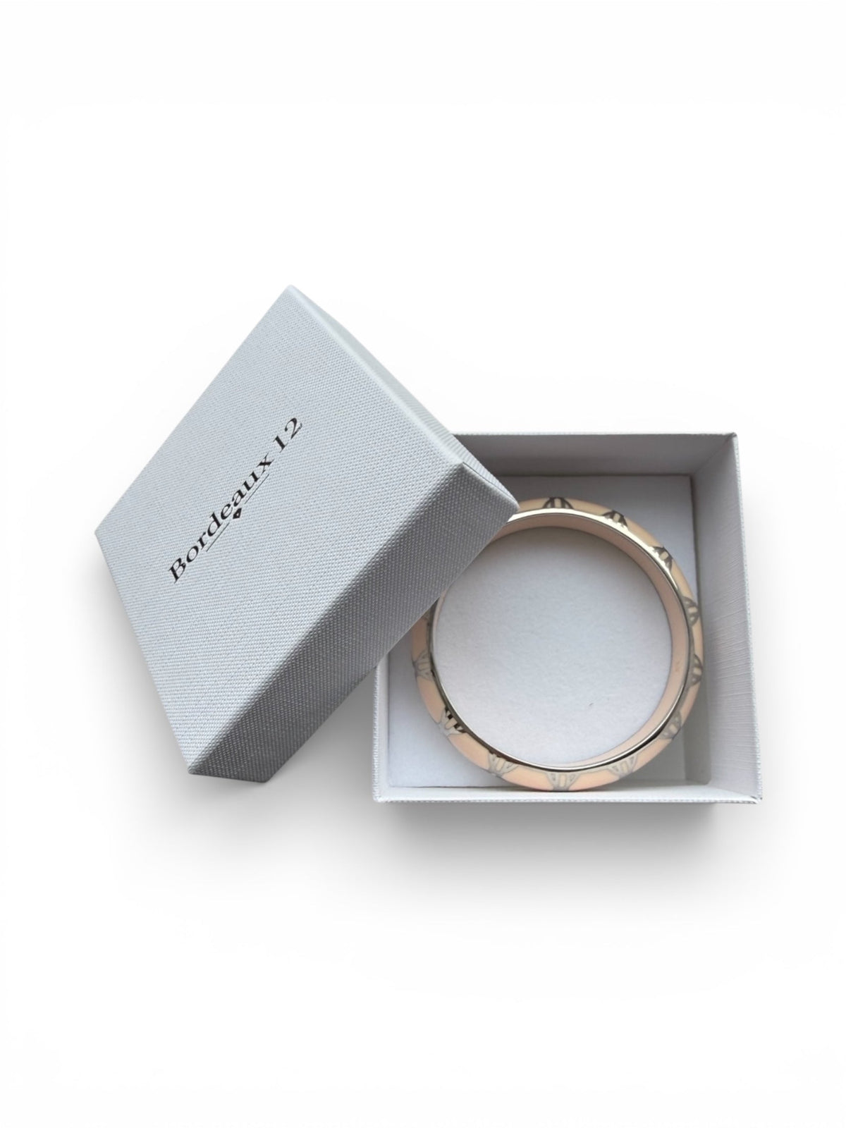 Dior Enamel Bangle Art Deco Design with Peach and Silver Tone