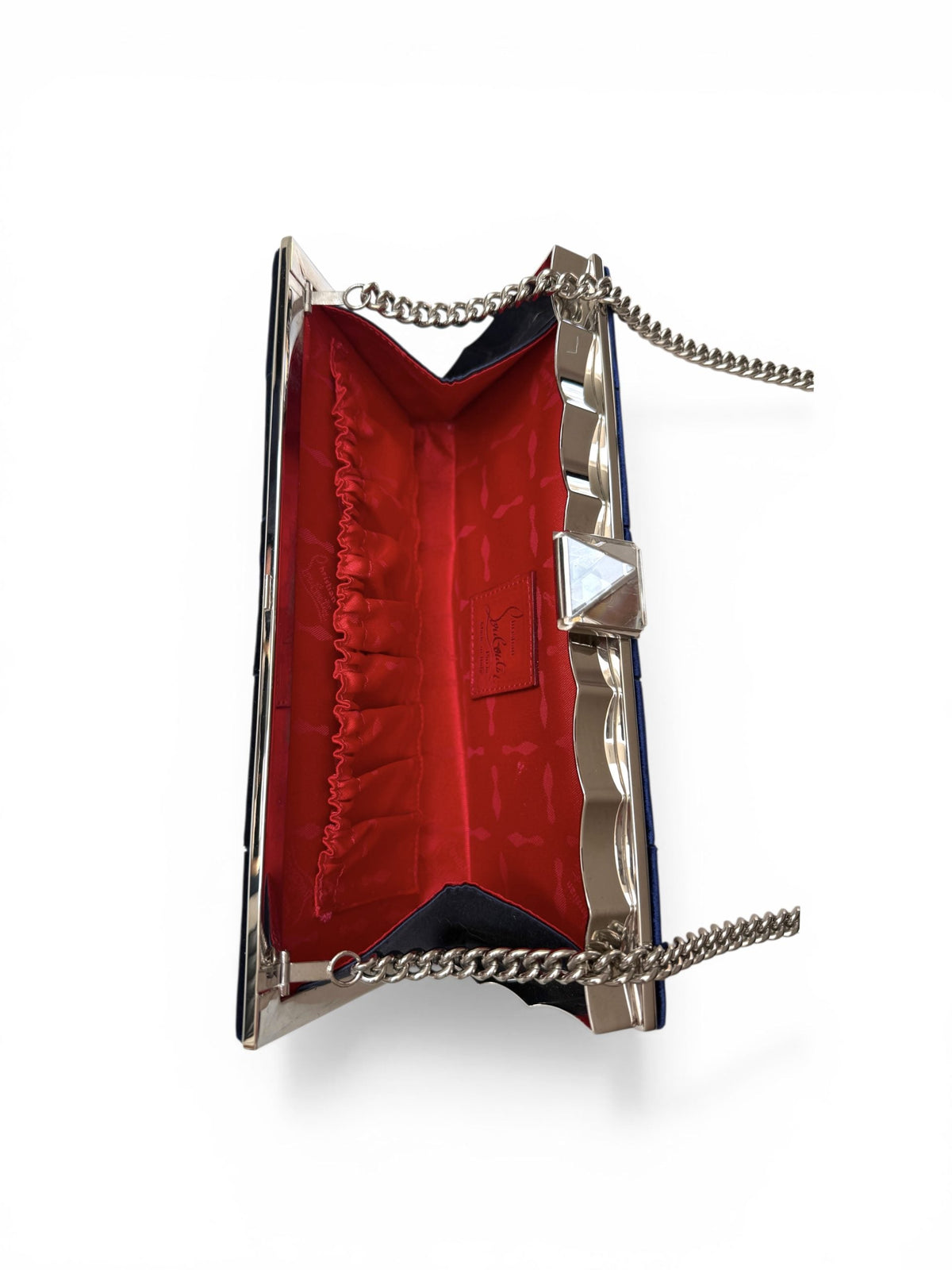 Christian Louboutin Purple and Silver Tone Clutch Bag