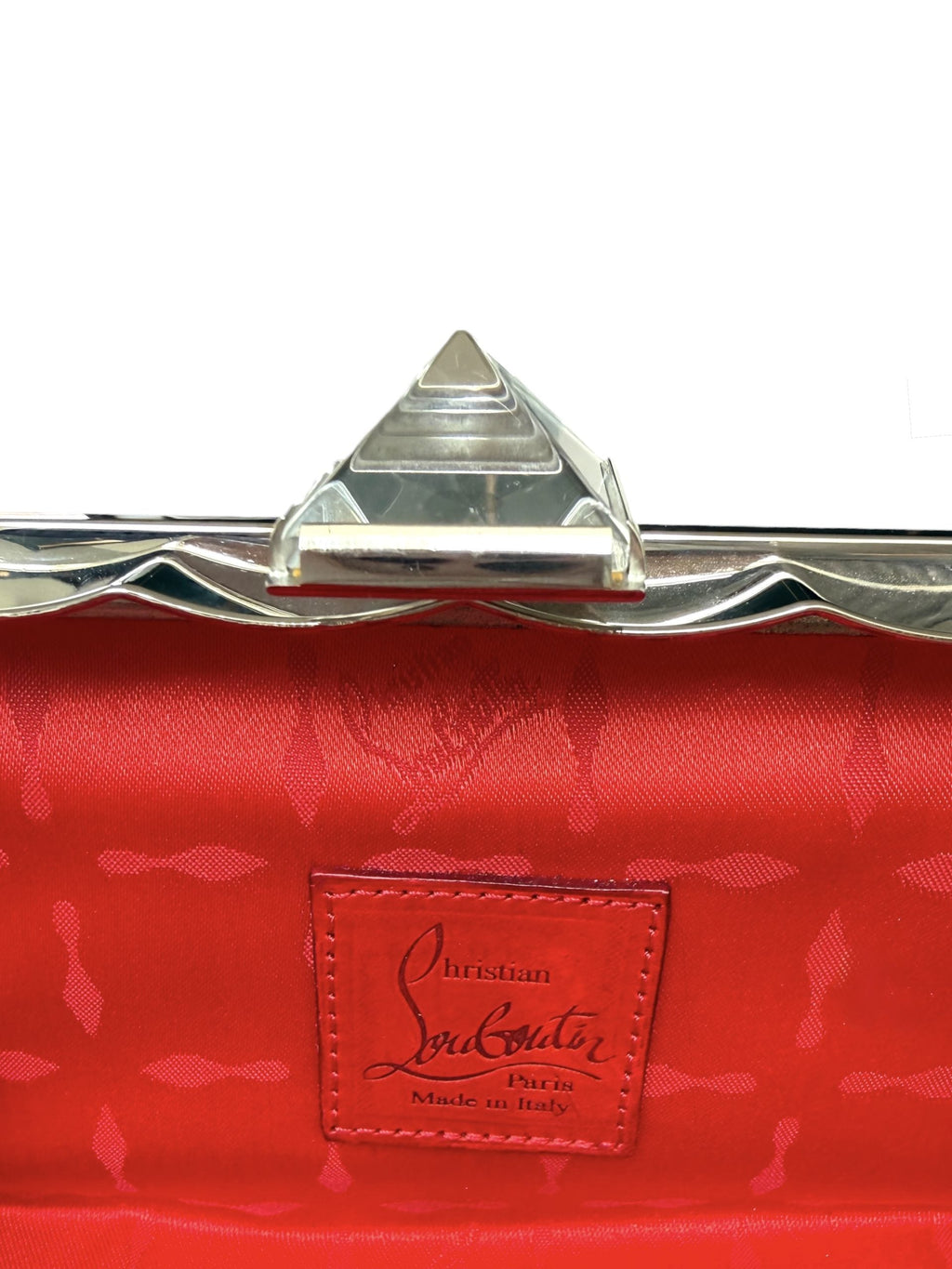 Christian Louboutin Purple and Silver Tone Clutch Bag