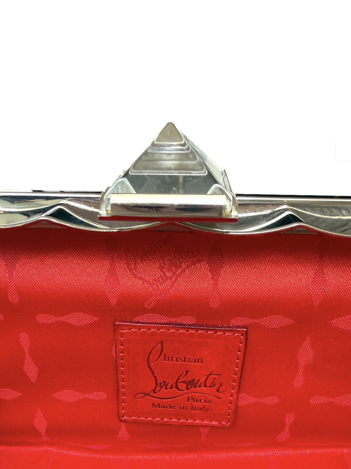 Christian Louboutin Purple and Silver Tone Clutch Bag