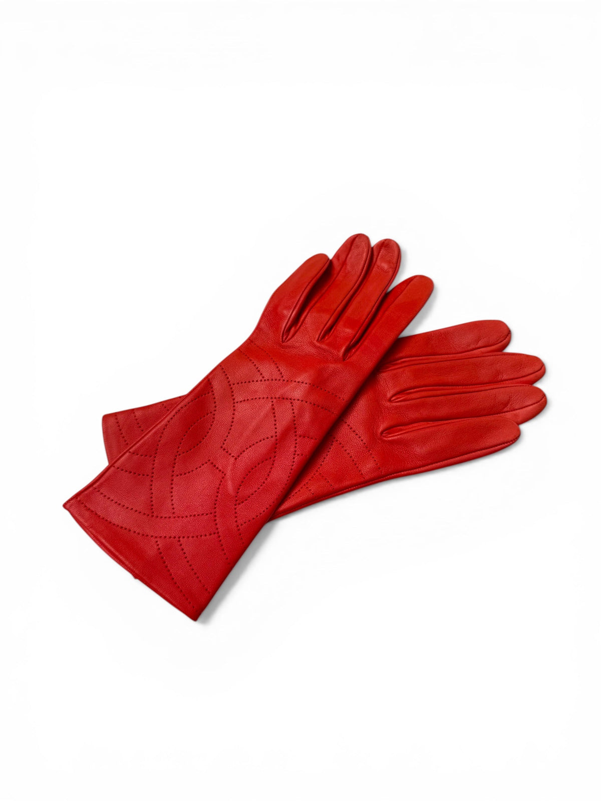 Hermès Lipstick Red Long Gloves With Logo Stitch Detail