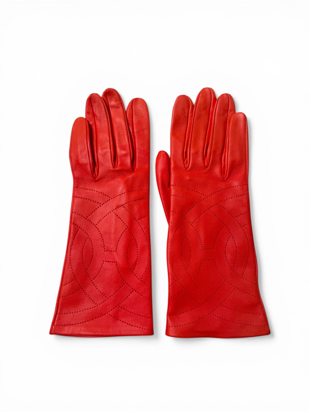 Hermès Lipstick Red Long Gloves With Logo Stitch Detail