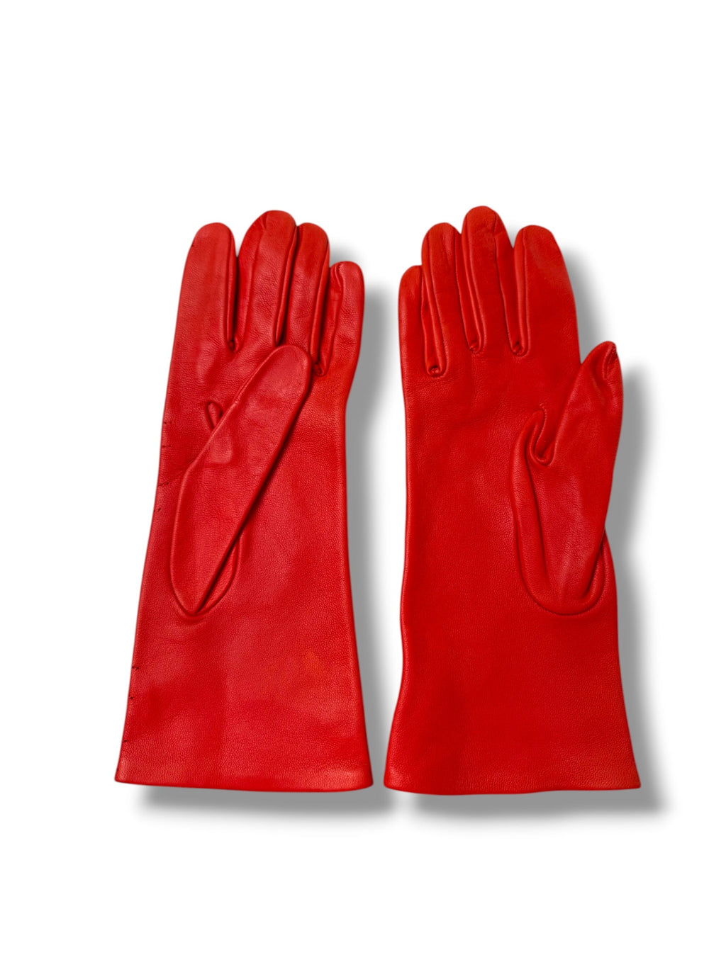 Hermès Lipstick Red Long Gloves With Logo Stitch Detail