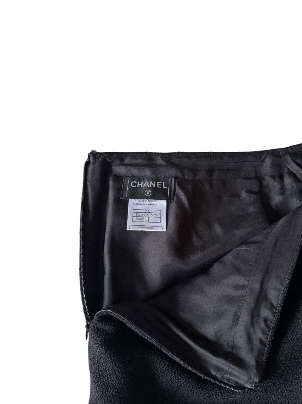 Chanel Black Pleated Tweed Skirt