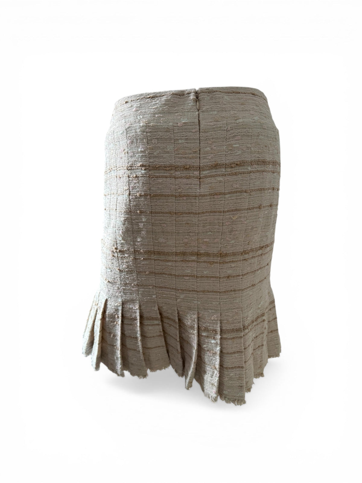 Chanel Pink White and Beige Bouclé Knee Length Skirt