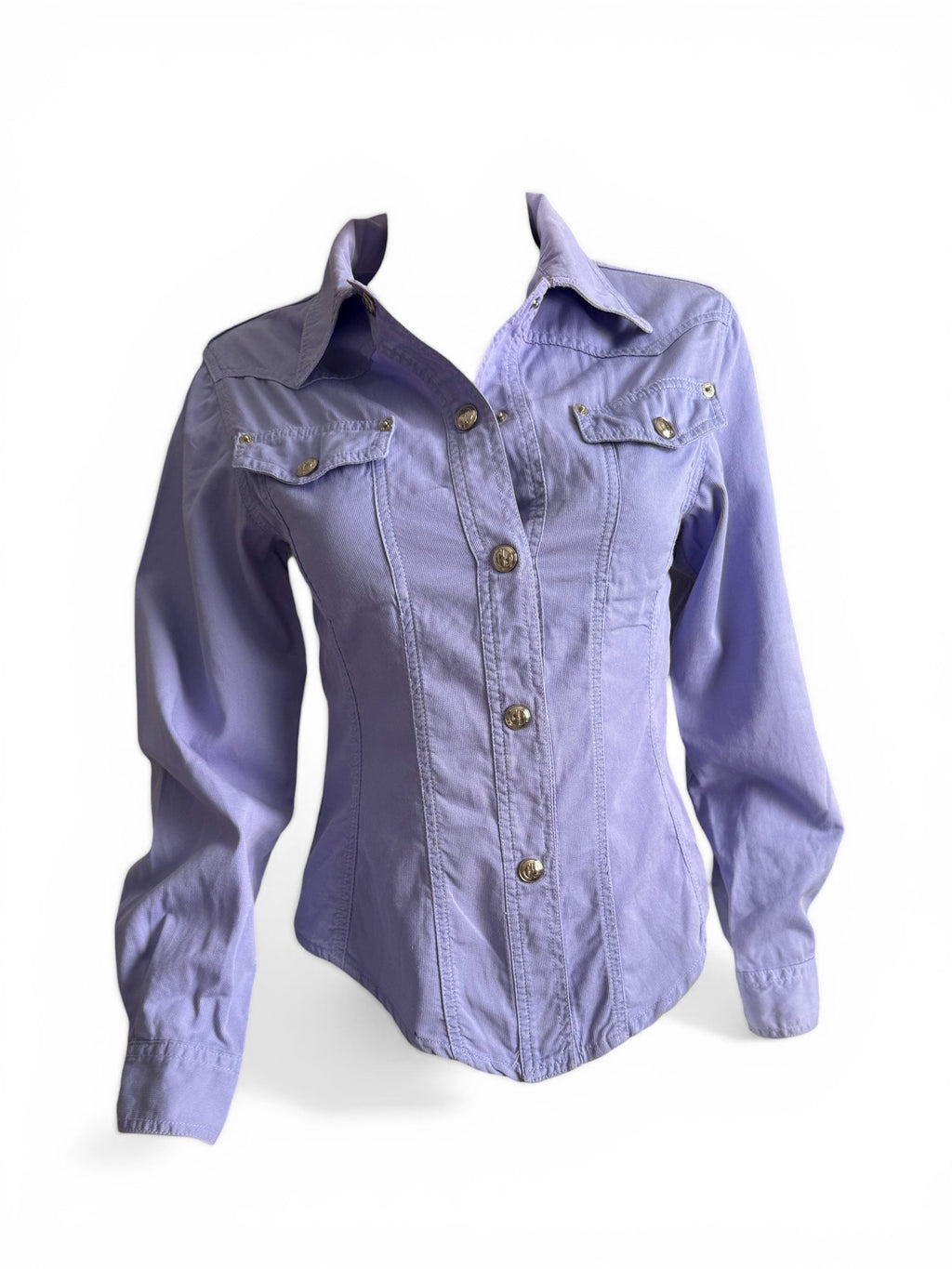 Gucci Cowboy Style Press Stud Pale Blue Shirt