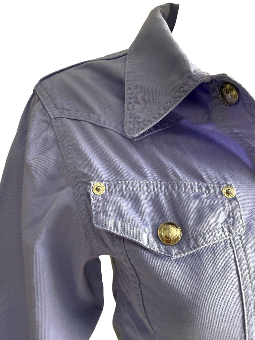 Gucci Cowboy Style Press Stud Pale Blue Shirt