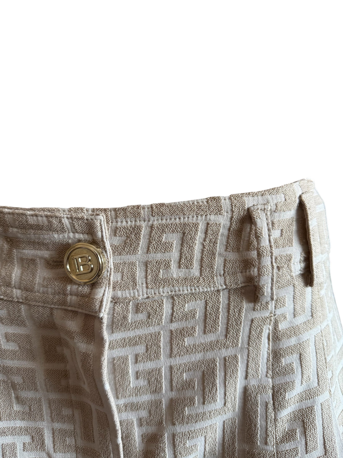 Balmain Cream Monogram Trousers