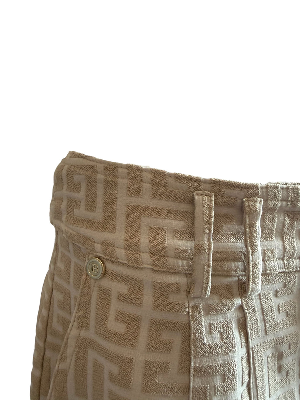 Balmain Cream Monogram Trousers