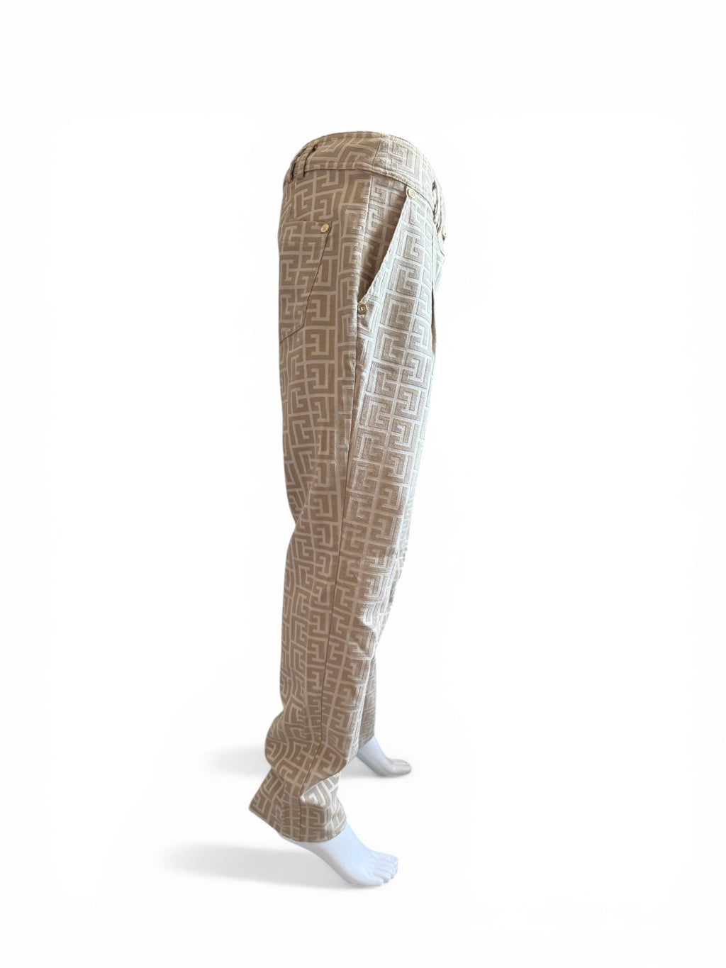 Balmain Cream Monogram Trousers