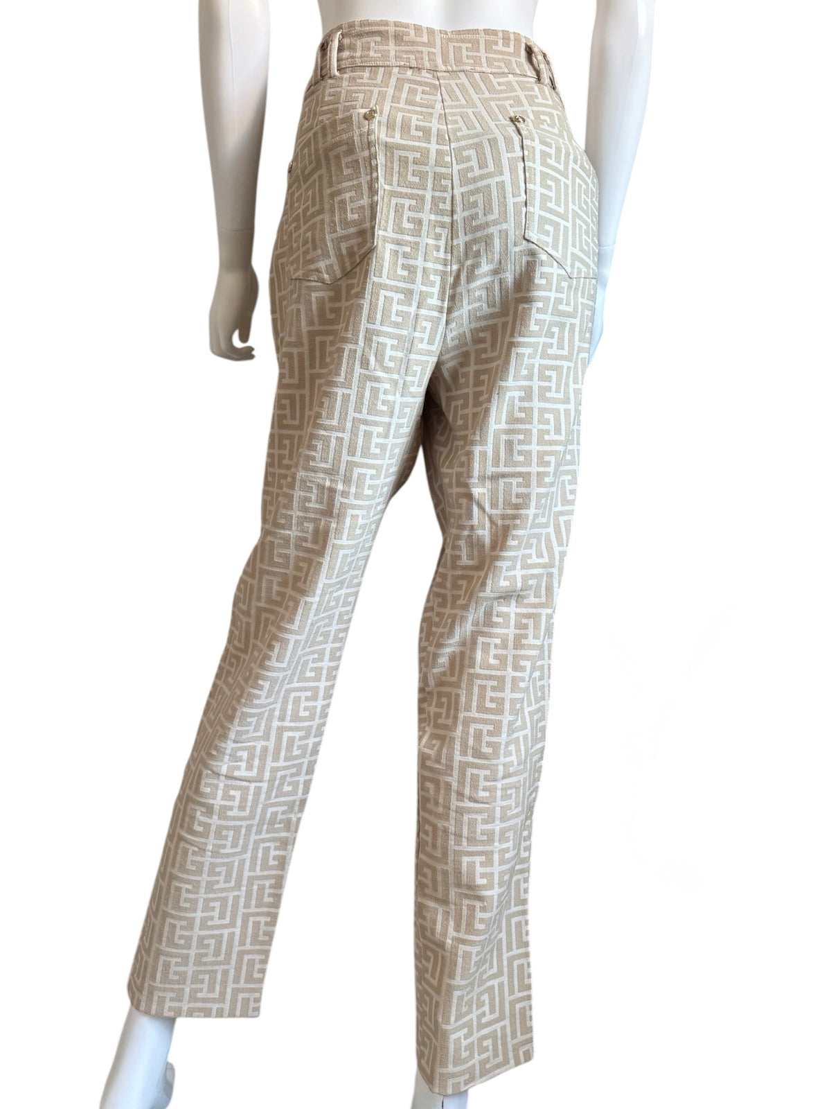 Balmain Cream Monogram Trousers