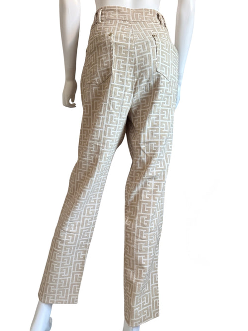 Balmain Cream Monogram Trousers