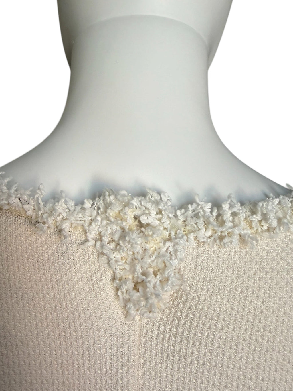 Chanel Cream Sleeveless Waffle Top With Fringe Detail