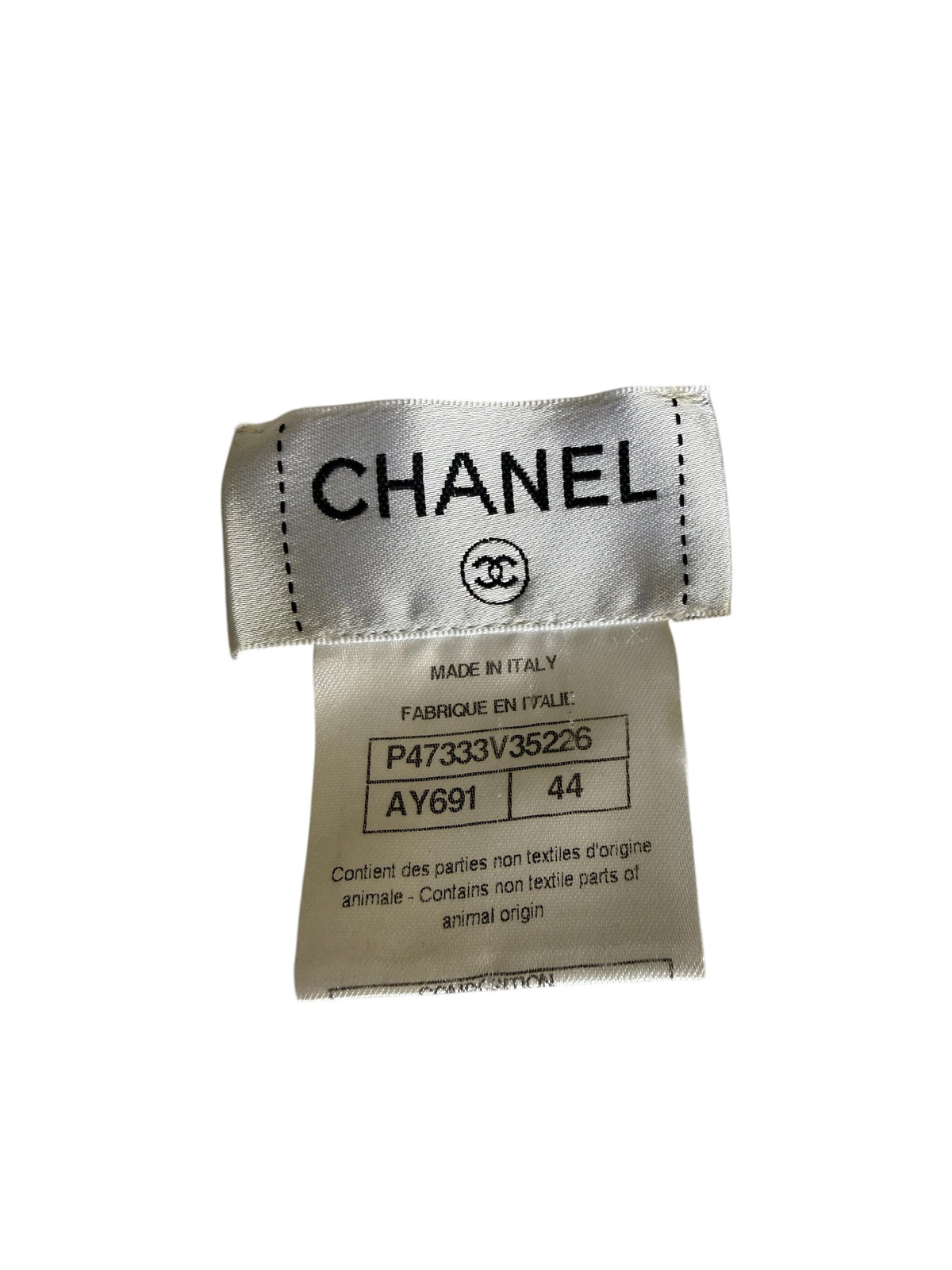 Chanel Cream Sleeveless Waffle Top With Fringe Detail