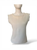 Chanel Cream Sleeveless Waffle Top With Fringe Detail