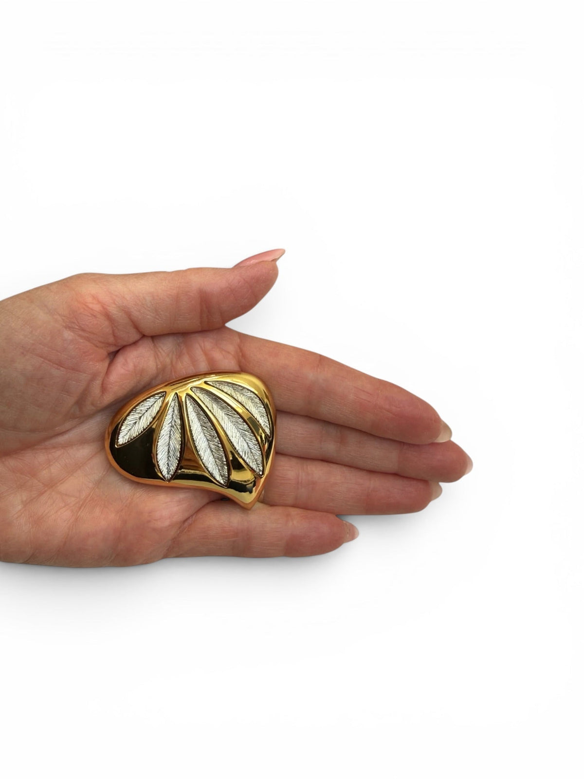 Vintage Orena of Paris Gold and Silver Leaf Brooch