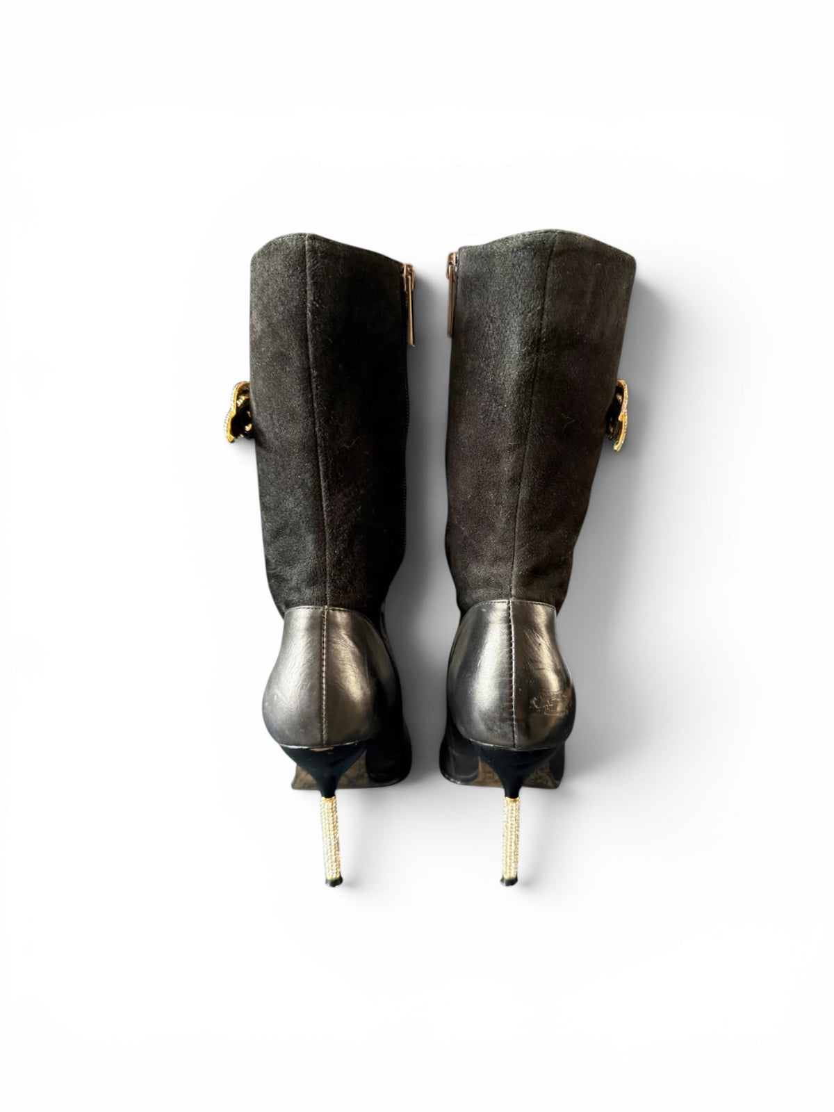 Gucci Black and Crystal Stilleto Heeled Ankle Boots