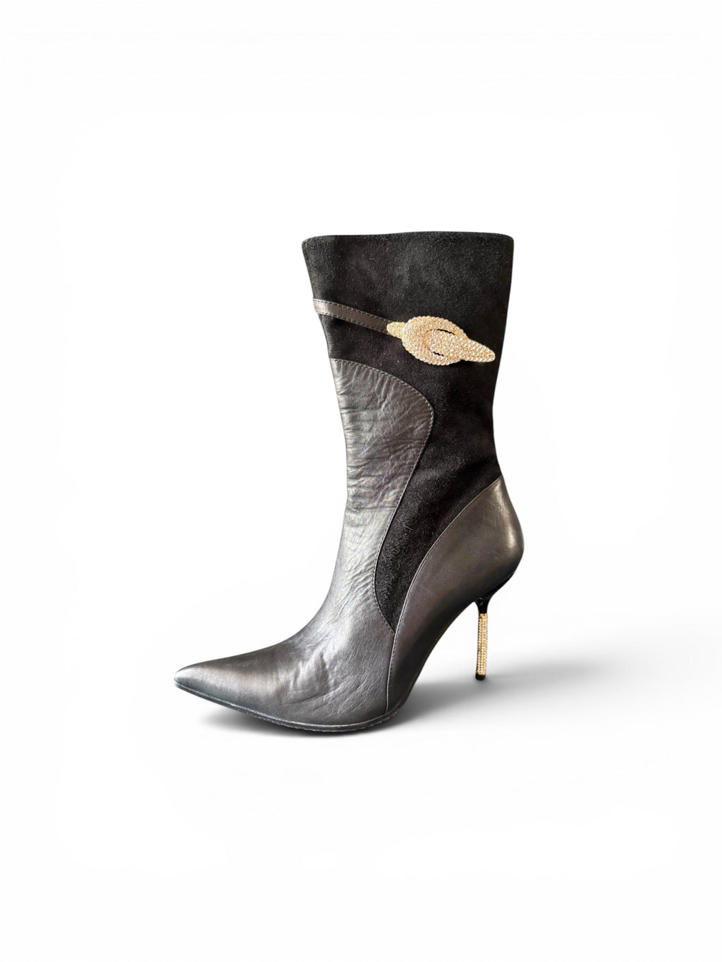 Gucci Black and Crystal Stilleto Heeled Ankle Boots