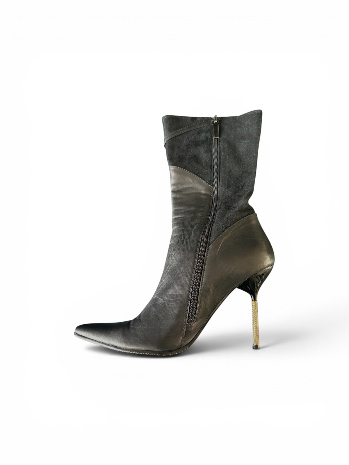 Gucci Black and Crystal Stilleto Heeled Ankle Boots
