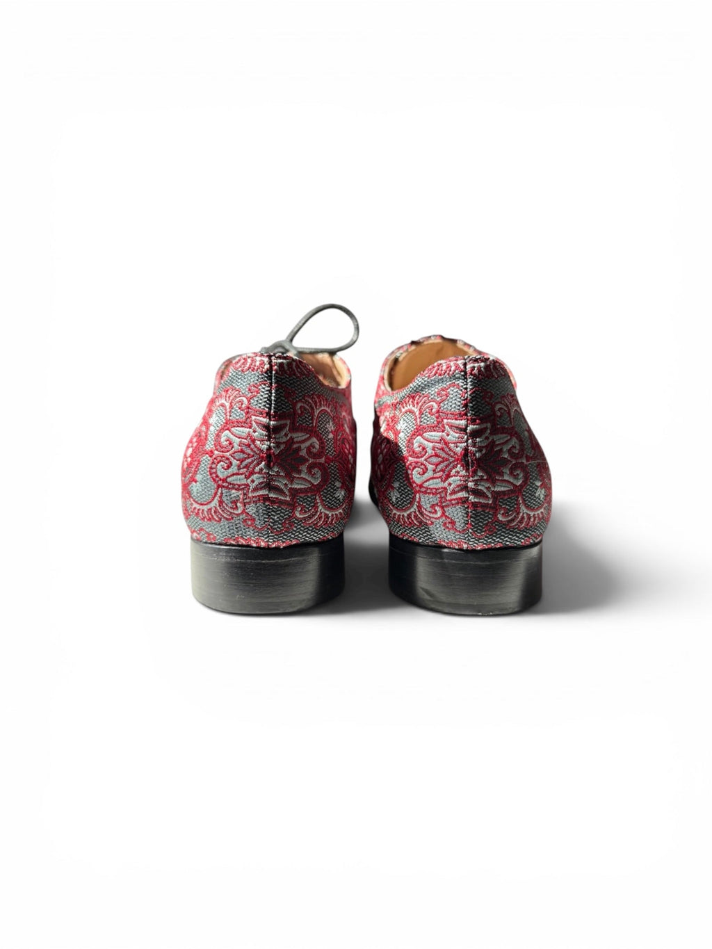 Emporio Armani Red Black Floral Brocade Oxford Shoes