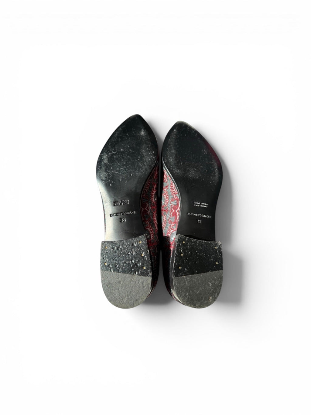 Emporio Armani Red Black Floral Brocade Oxford Shoes
