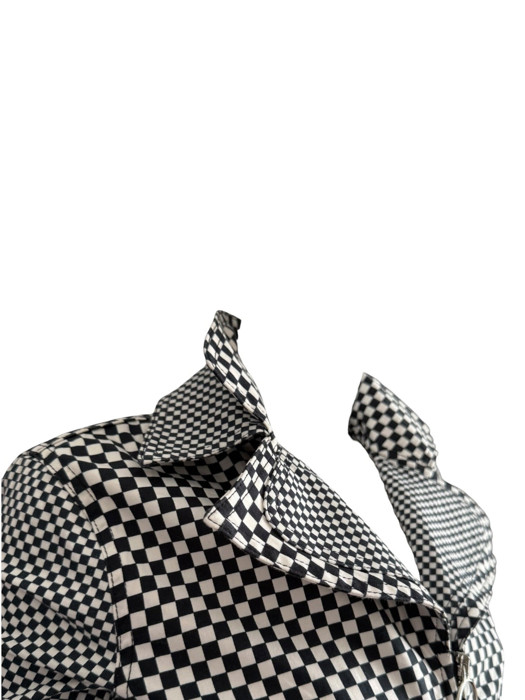 Moschino Jeans Black and White Checkerboard Zip-Up Jacket