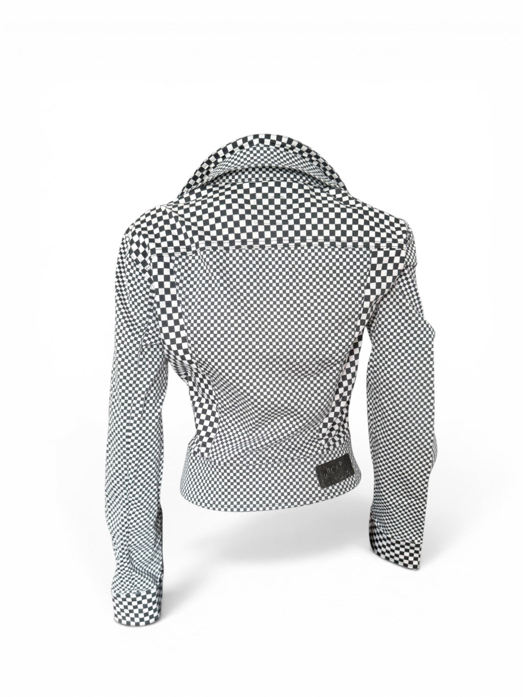Moschino Jeans Black and White Checkerboard Zip-Up Jacket