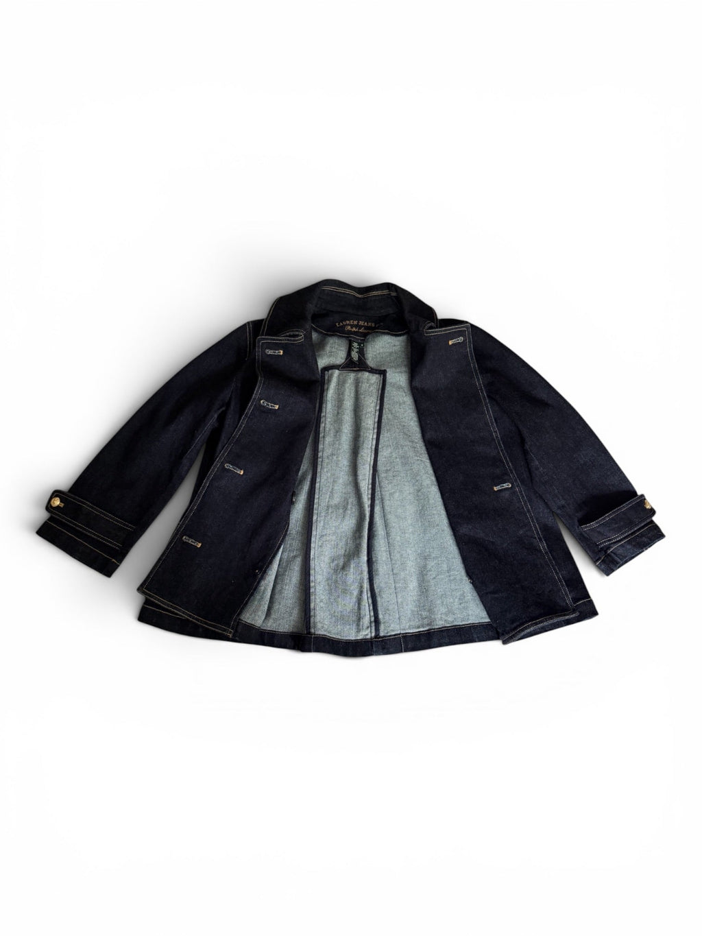 Ralph Lauren Jeans Dark Denim Double-Breasted Peacoat Jacket