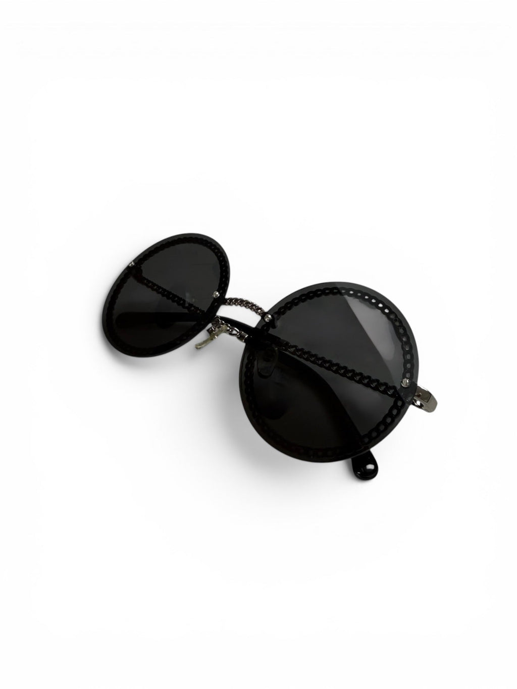 Chanel Round Sunglasses With Chain Detail and Dark Lenses