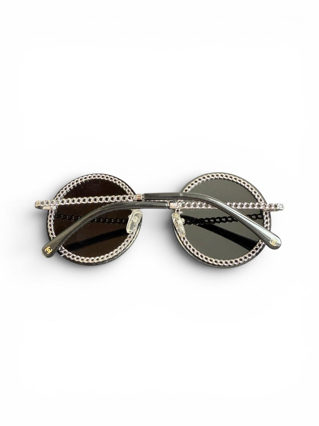 Chanel Round Sunglasses With Chain Detail and Dark Lenses