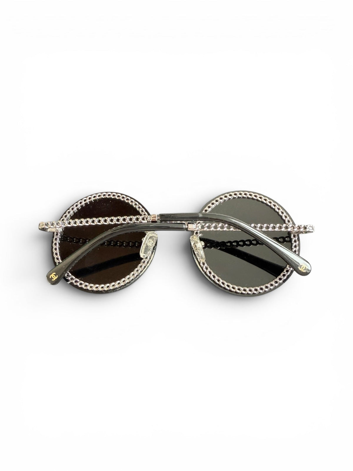 Chanel Round Sunglasses With Chain Detail and Dark Lenses