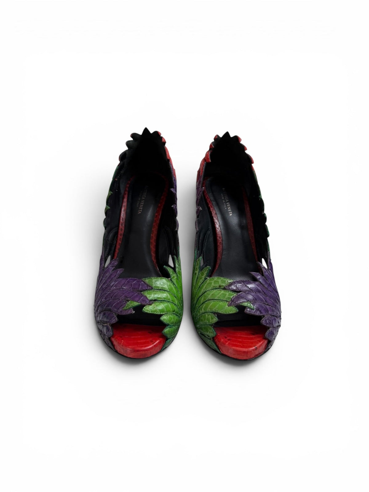 Bottega Veneta Multicolour Leather Peep-Toe Pumps
