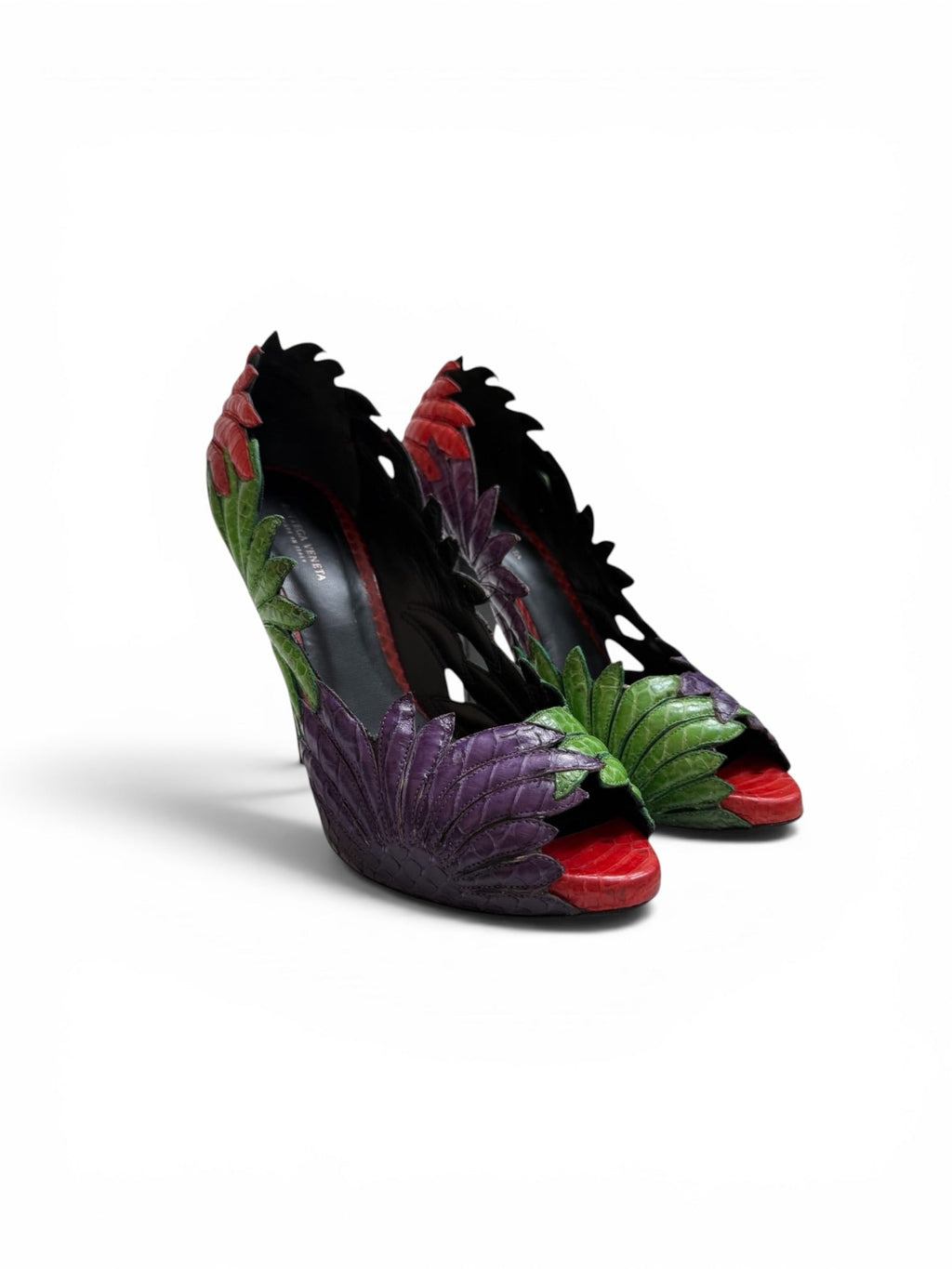 Bottega Veneta Multicolour Leather Peep-Toe Pumps