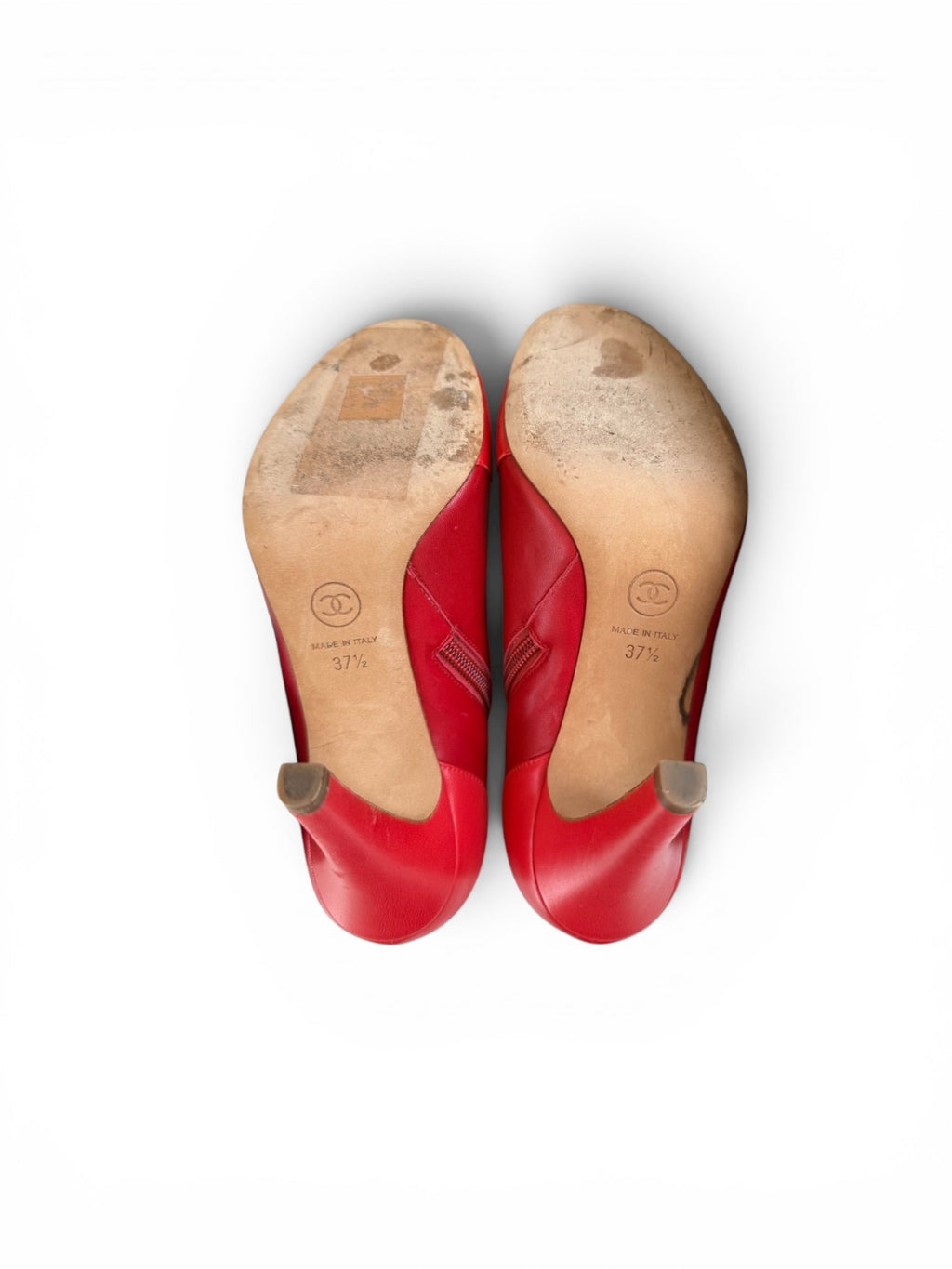 Chanel Red Pointed Toe Camellia Ankle Boots