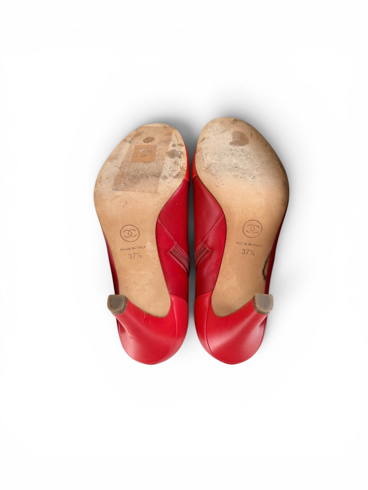 Chanel Red Pointed Toe Camellia Ankle Boots