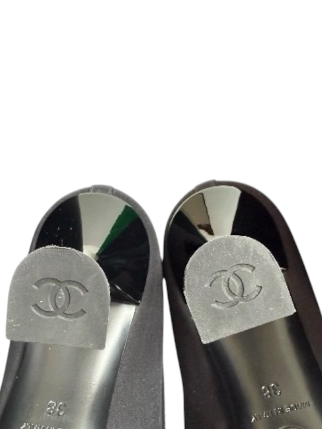 Chanel Black Satin Crystal Star Embellished Pumps
