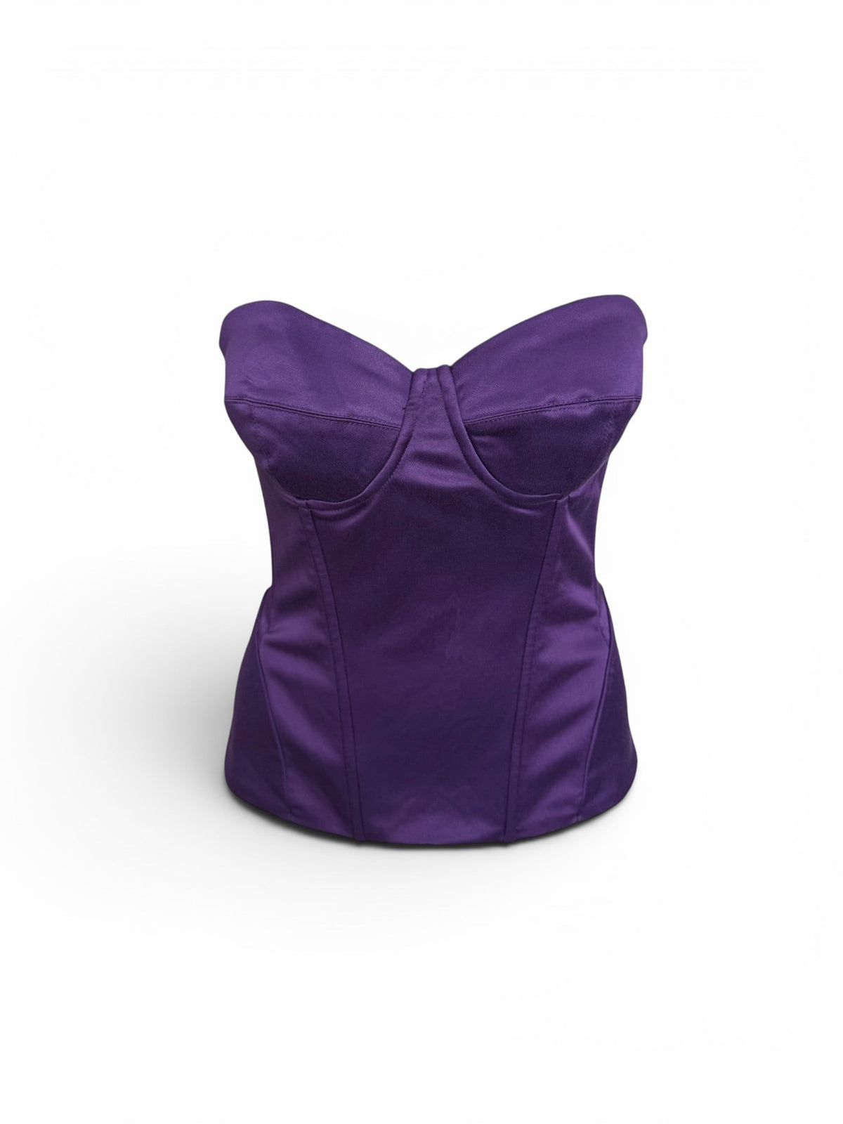 Dolce Gabbana Vintage 2003 Deep Purple Satin Boned Corset