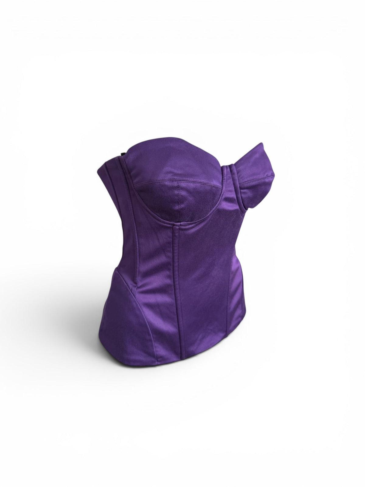 Dolce Gabbana Vintage 2003 Deep Purple Satin Boned Corset