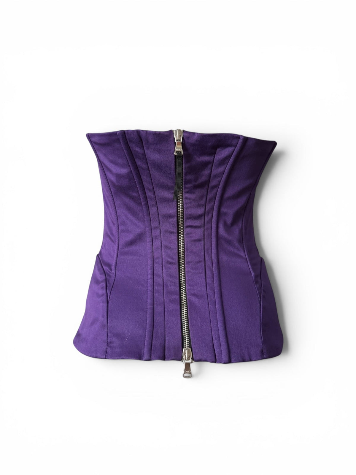Dolce Gabbana Vintage 2003 Deep Purple Satin Boned Corset