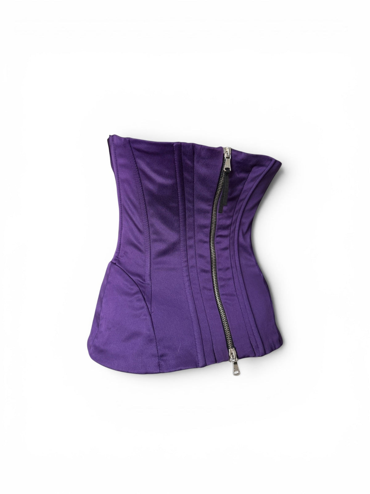 Dolce Gabbana Vintage 2003 Deep Purple Satin Boned Corset