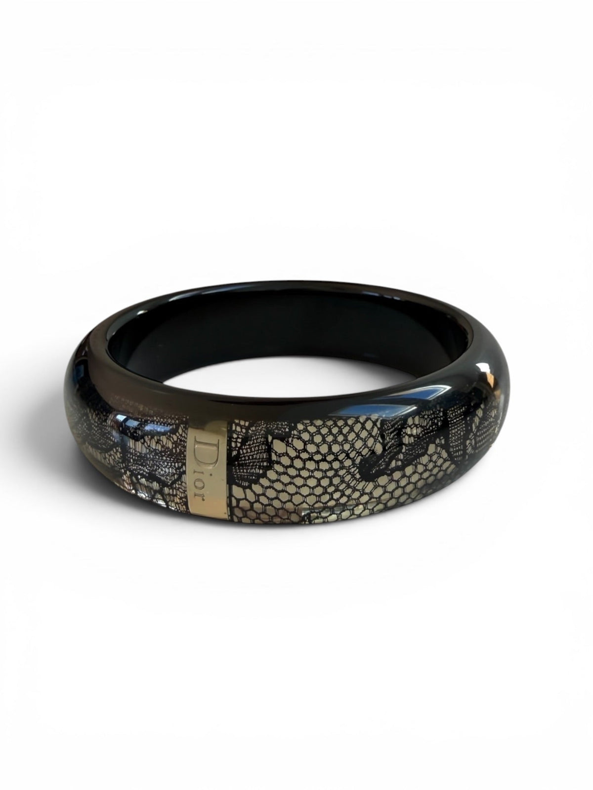 John Galliano for Dior Black Lace Lucite Bangle