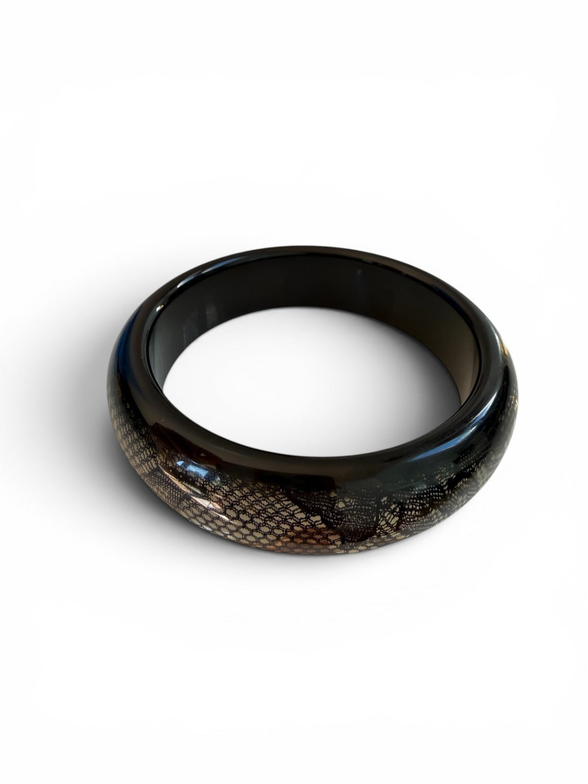 John Galliano for Dior Black Lace Lucite Bangle