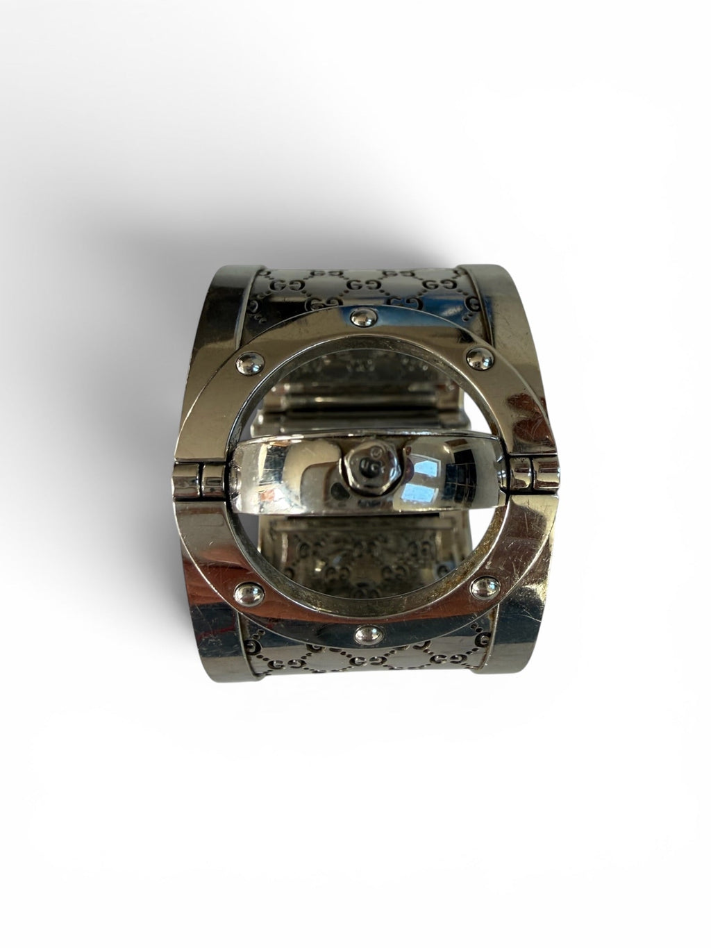 Vintage Gucci Twirl Series 112 Pearl Dial GG Bangle Watch