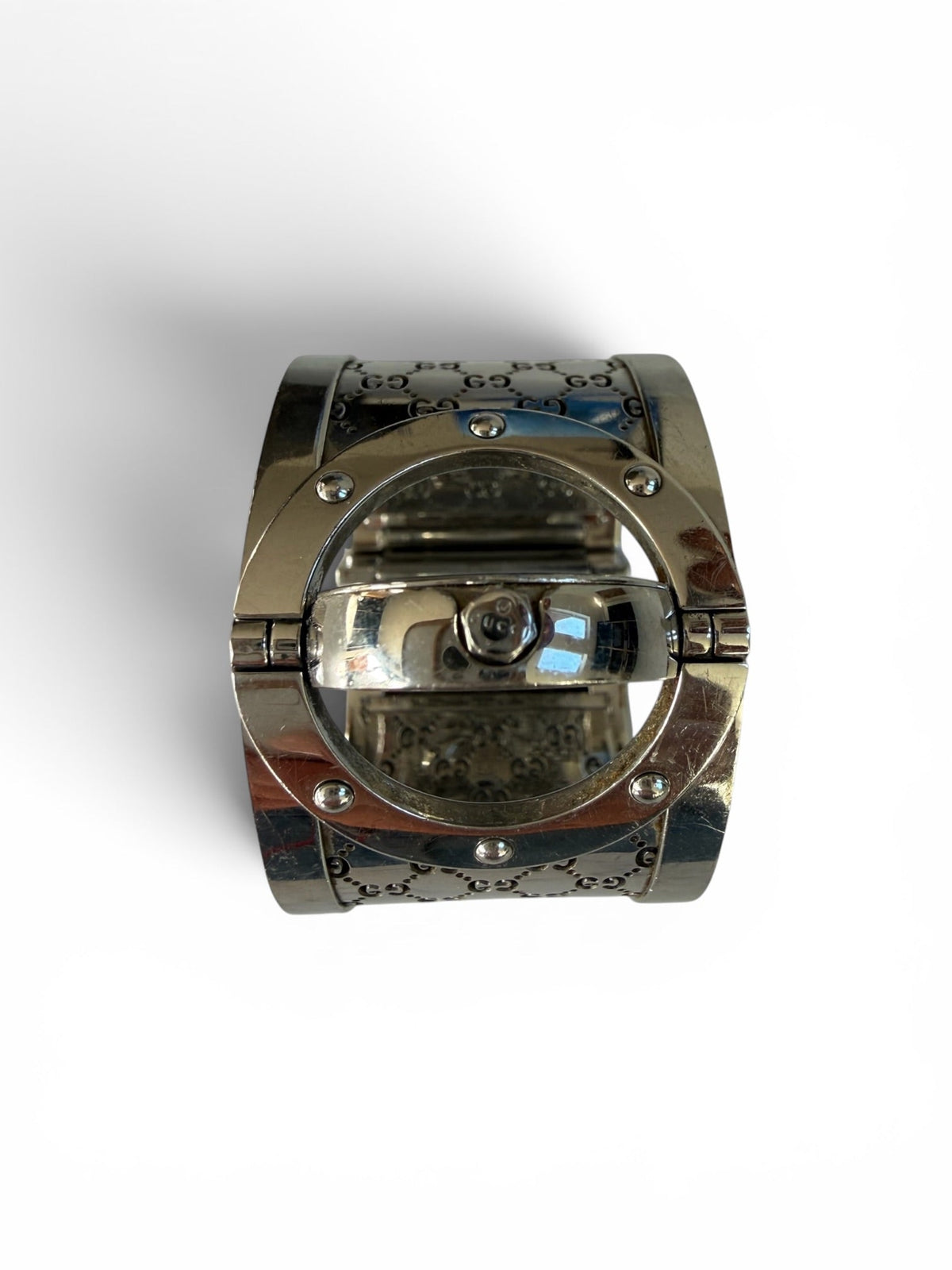 Vintage Gucci Twirl Series 112 Pearl Dial GG Bangle Watch
