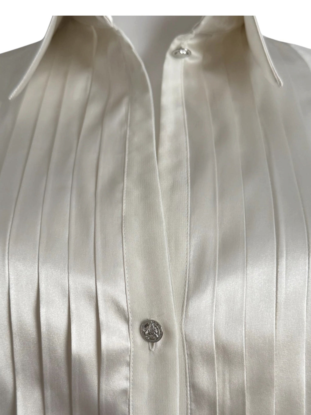 Versace Ivory Satin Blouse With Pleats